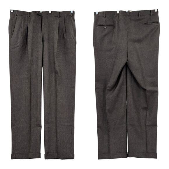 AMERICAN VINTAGE Berle Size 36R Men's Gray Plaid Pleat Front Dress Pants Trouser - Picture 1 of 10